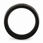 Stainless Steel Black IP Wedding Band with CZ Brushed Finish